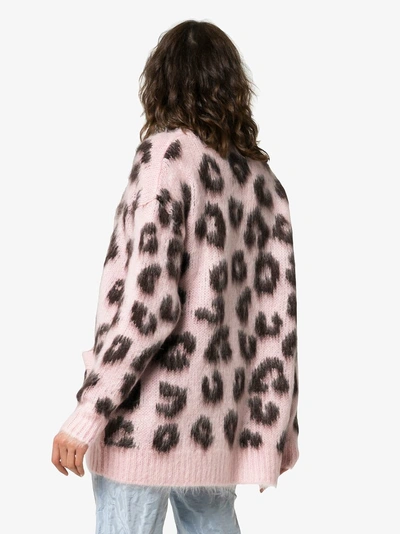 Shop Miu Miu Leopard Print Mohair-wool Blend Cardigan In F0442 Petalo