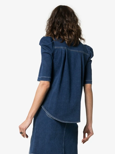 Shop See By Chloé Jeansbluse Mit Puffärmeln In Blue