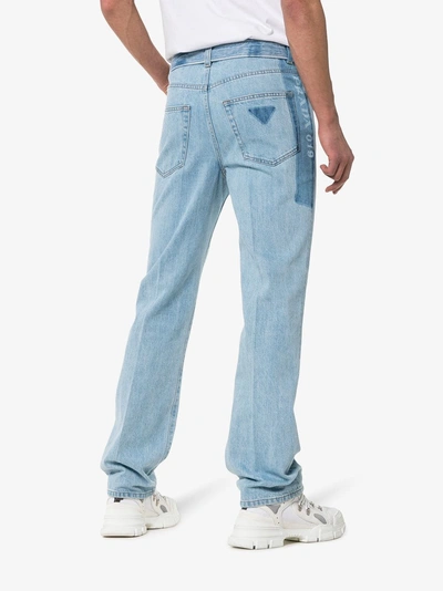 Shop Prada Straight Leg Belted Denim Jeans In F0bau Sky