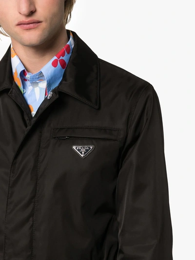 Shop Prada Logo Plaque Trench Coat In F0002 Black