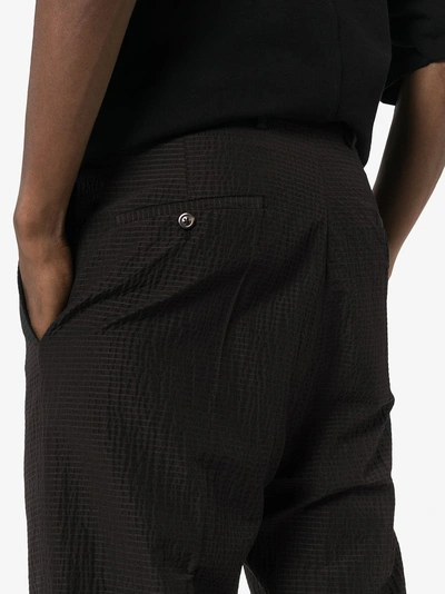 Shop Rick Owens Cropped Stripe Wool Blend Trousers In 09 Black