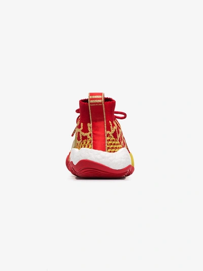 Shop Adidas Originals Adidas By Pharrell Williams Red And Yellow X Pharell Williams Cny Byw Cotton Low Top Sneakers In Multicoloured