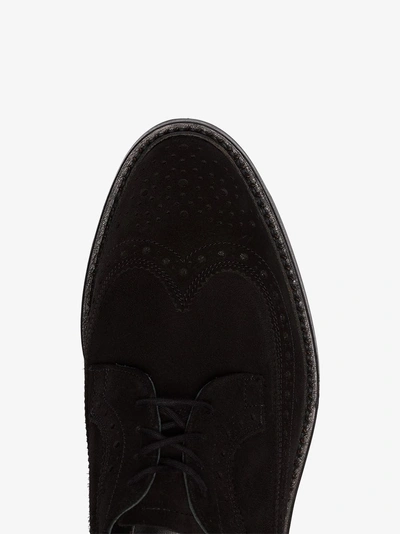 Shop Tricker's Trickers Black Fulton Suede Pointed Brogues