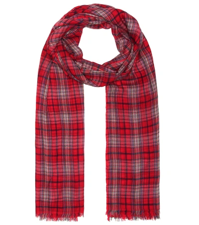 Shop Isabel Marant Woody Plaid Wool Scarf In Red