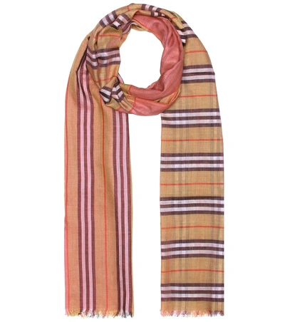 Shop Burberry Vintage Check Wool And Silk Scarf In Multicoloured