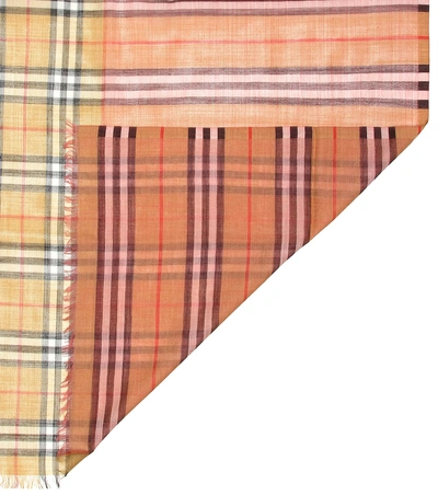 Shop Burberry Vintage Check Wool And Silk Scarf In Multicoloured