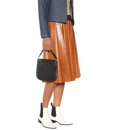 Shop Prada Margit Leather Shoulder Bag In Black