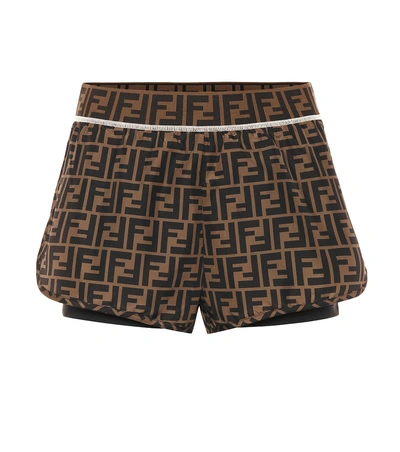 Shop Fendi Printed Shorts In Brown