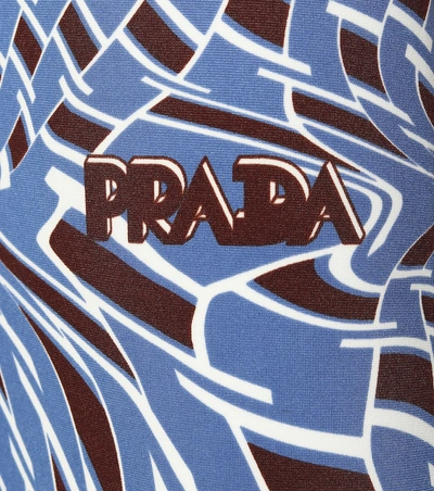 Shop Prada Printed Coat In Blue