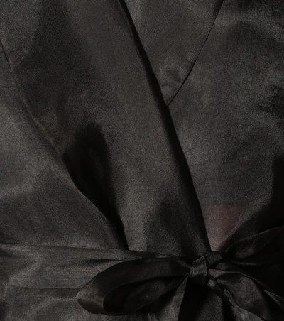 Shop Prada Feather-trimmed Silk Organza Coat In Black