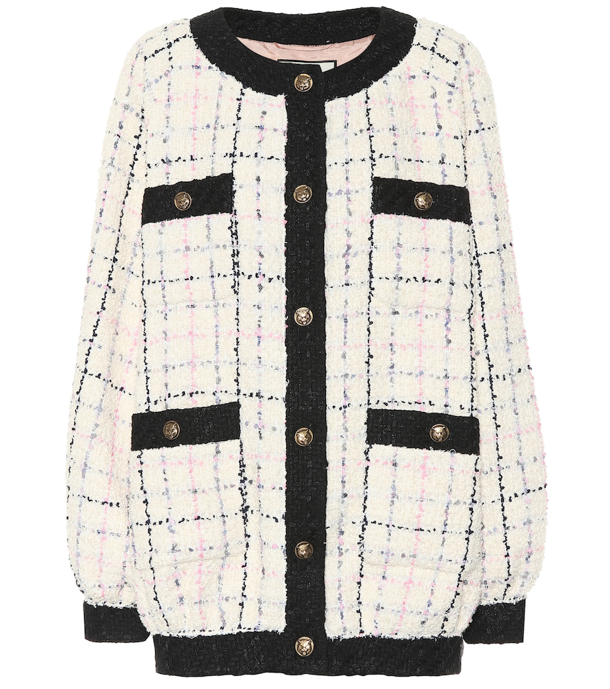gucci oversized tweed bomber jacket