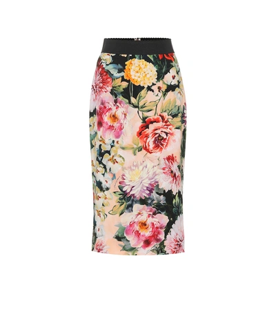 Shop Dolce & Gabbana Printed Crêpe Pencil Skirt In Multicoloured