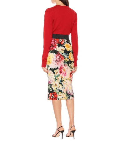 Shop Dolce & Gabbana Printed Crêpe Pencil Skirt In Multicoloured