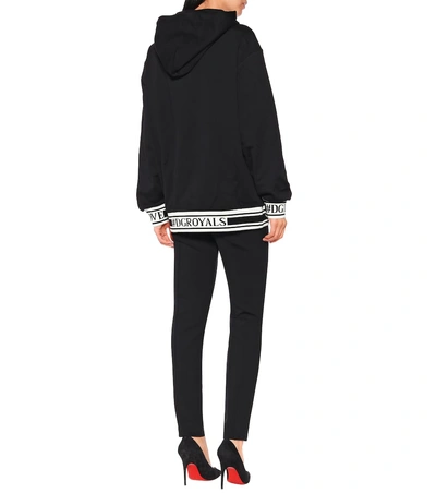 Shop Dolce & Gabbana Embellished Cotton Hoodie In Black