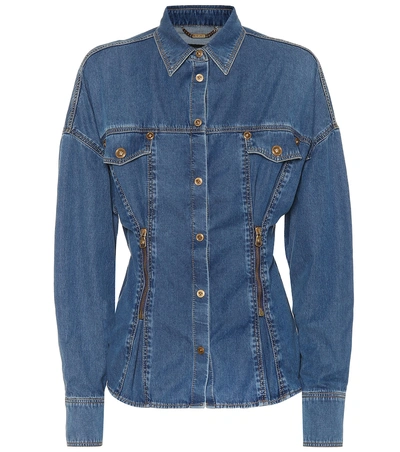 Shop Versace Denim Shirt In Blue