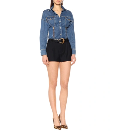 Shop Versace Denim Shirt In Blue