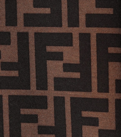 Shop Fendi Printed Cotton T-shirt In Brown