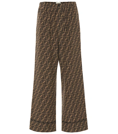 Shop Fendi Silk Pants In Brown