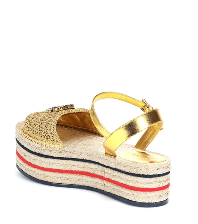 Shop Gucci Lilibeth Platform Espadrille Sandals In Metallic