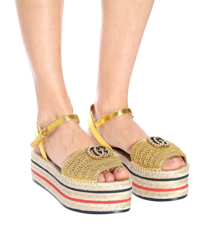 Shop Gucci Lilibeth Platform Espadrille Sandals In Metallic