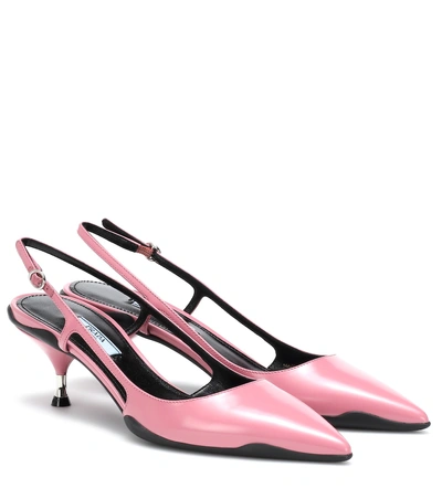 Prada Opanca Leather Slingback Pumps In Pink | ModeSens