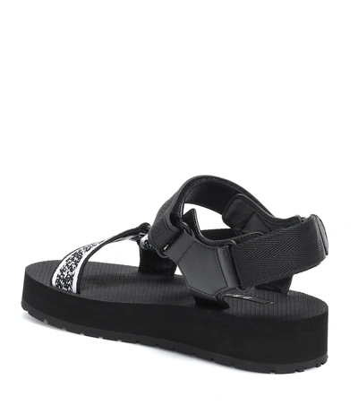 Shop Prada Leather-trimmed Sandals In Black