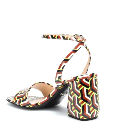 Shop Prada Printed Leather Sandals In Multicoloured