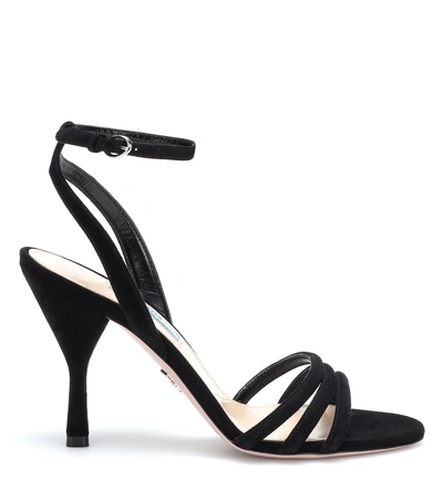 Shop Prada Suede Sandals In Black