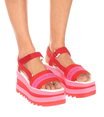 Shop Stella Mccartney Sneak-elyse Platform Sandals In Red