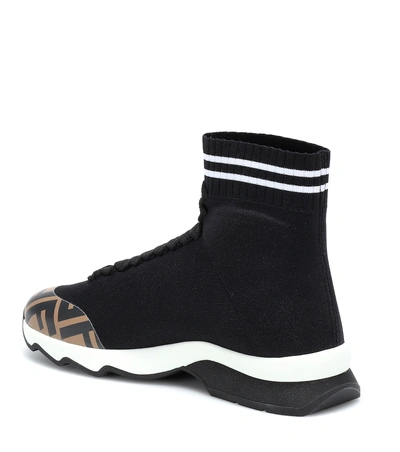 Shop Fendi Sock Sneakers In Black