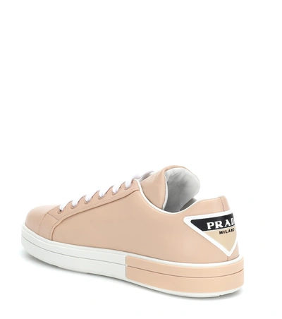Shop Prada Leather Sneakers In Pink