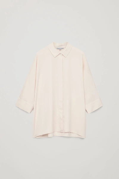 Shop Cos Draped Wide-fit Shirt In Beige
