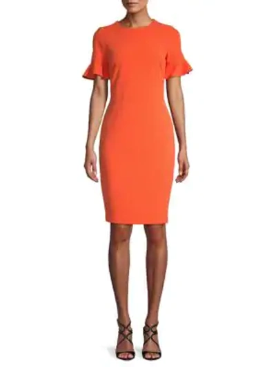Shop Calvin Klein Flutter-sleeve Sheath Dress In Ember