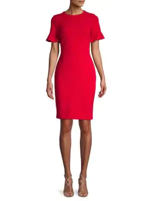 calvin klein flutter sleeve sheath dress