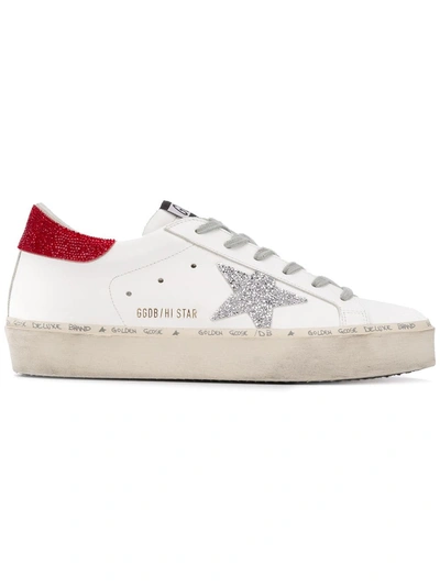 Shop Golden Goose Hi-star Sneakers In White Red