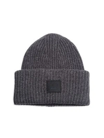 Shop Acne Studios Pansy N Face Wool-blend Beanie In Charcoal