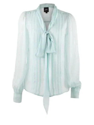 Shop Marc Jacobs Runway Pleated Silk Tie-front Blouse In Light Mint