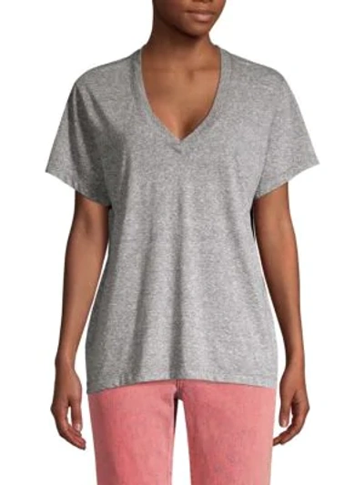 Shop Current Elliott The Perfect Cotton V-neck Tee In Heather Grey