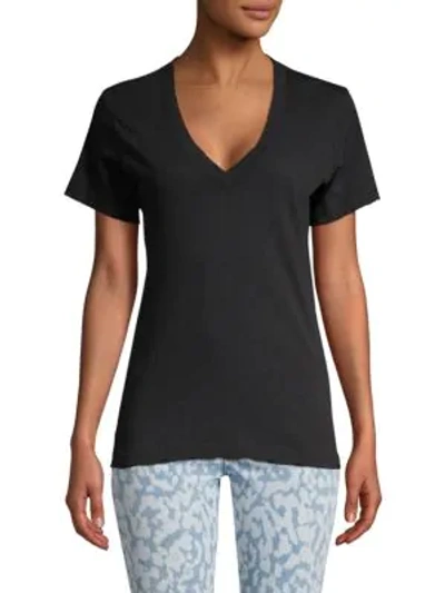 Shop Current Elliott The Perfect Cotton V-neck Tee In Caviar