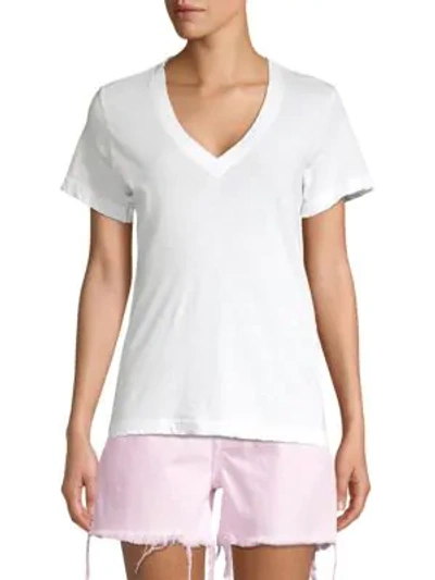 Shop Current Elliott The Perfect Cotton V-neck Tee In Sugar