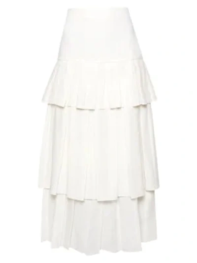 Shop Theory Tiered Ruffle Linen Midi Skirt In White
