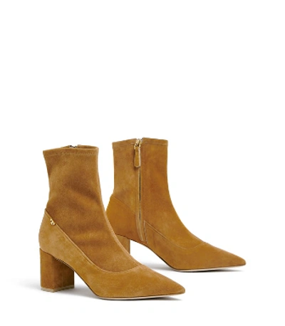 Shop Tory Burch Penelope Stretch Booties In Deep Vicuna / Deep Vicuna
