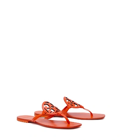 Shop Tory Burch Miller Square-toe Sandals, Leather In Sweet Tangerine