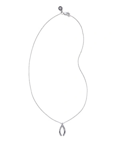 Shop Tory Burch Sterling Silver Wishbone Delicate Pendant Necklace