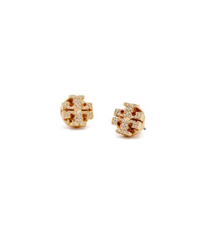 Shop Tory Burch Kira Pavé Stud Earring In Tory Gold/crystal