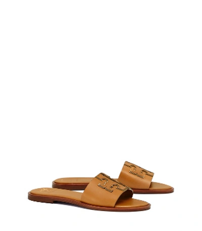Shop Tory Burch Ines Slide In Tan/spark Gold