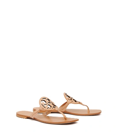 Shop Tory Burch Miller Square-toe Sandals, Leather In Natural Vachetta