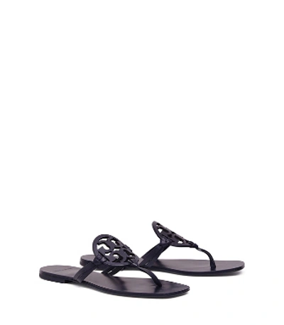 Shop Tory Burch Miller Square-toe Sandals, Leather In Perfect Navy