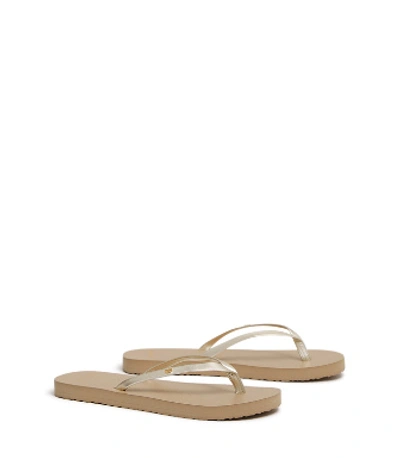 Shop Tory Burch Metallic Leather Flip-flop In Spark Gold/light Taupe