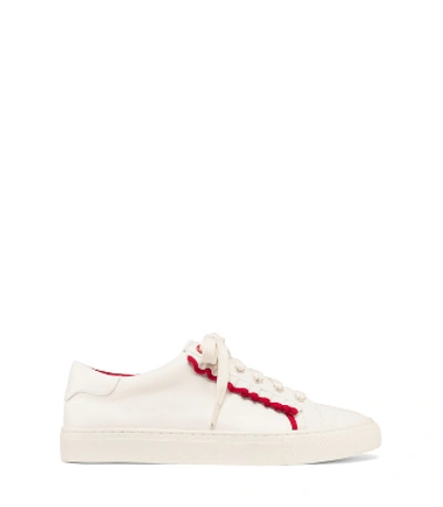 Shop Tory Sport Ruffle Sneakers In Snow White / Nantucket Red